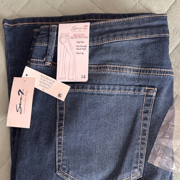 Seven7 Felicity High Rise Slim Flare Jeans in Black and Blue - Picture 1 of 4